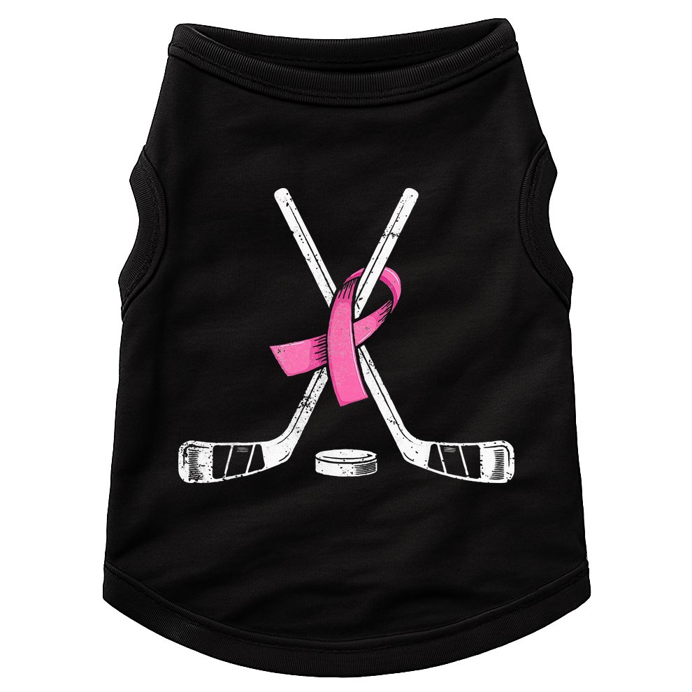 Hockey Pink Ribbon Breast Cancer Support for Sports Enthusiasts Doggie Tank