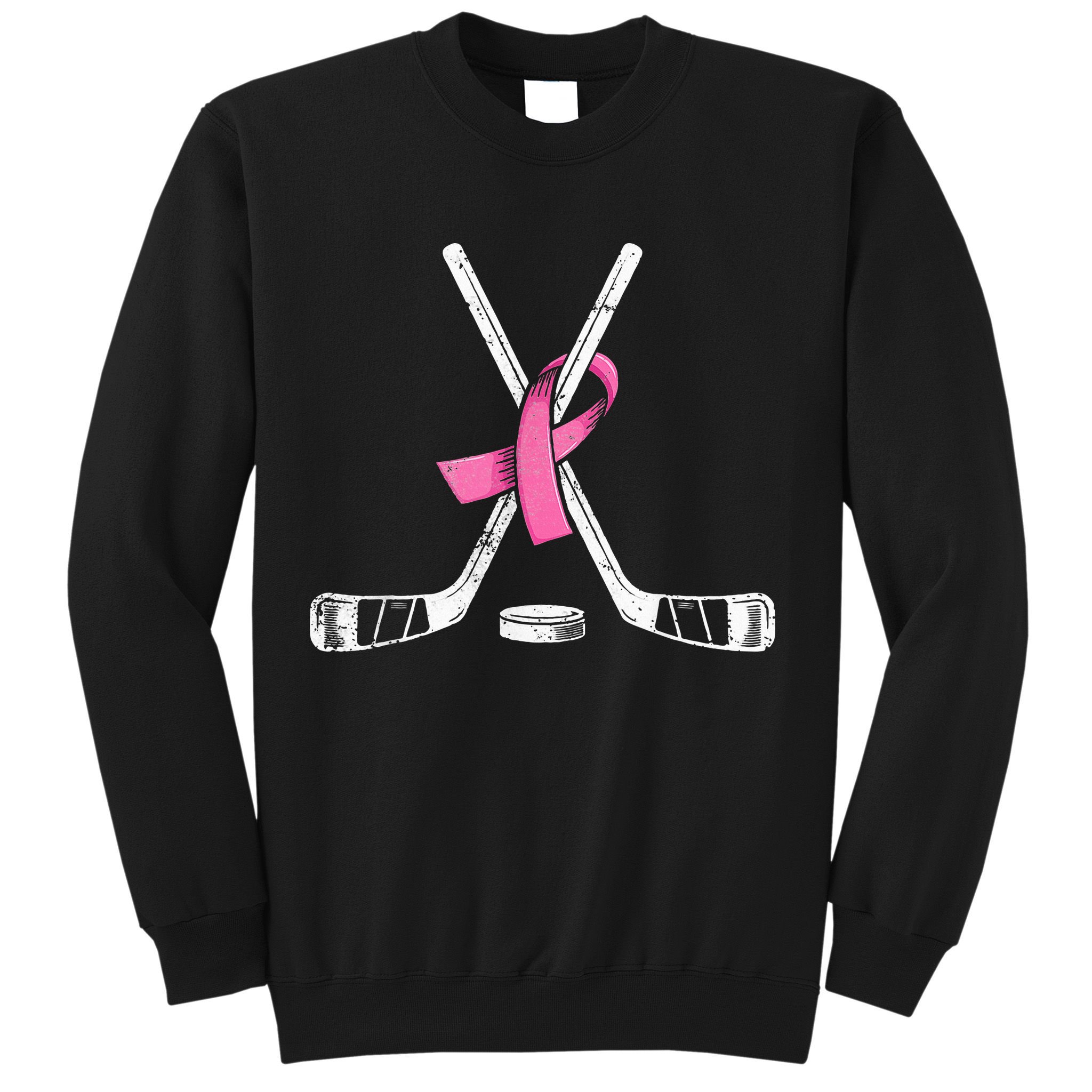 Hockey Pink Ribbon Breast Cancer Support for Sports Enthusiasts Sweatshirt