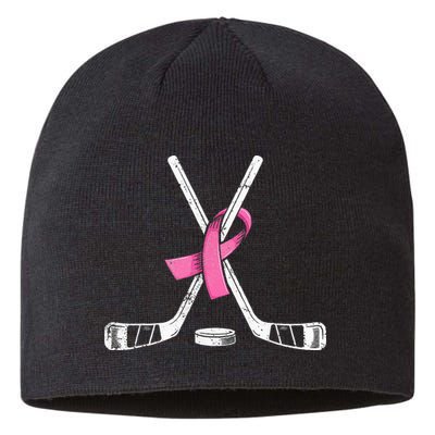 Hockey Pink Ribbon Breast Cancer Support for Sports Enthusiasts Sustainable Beanie
