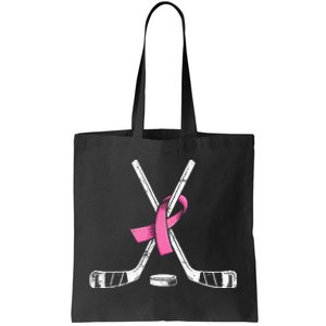 Hockey Pink Ribbon Breast Cancer Support for Sports Enthusiasts Tote Bag