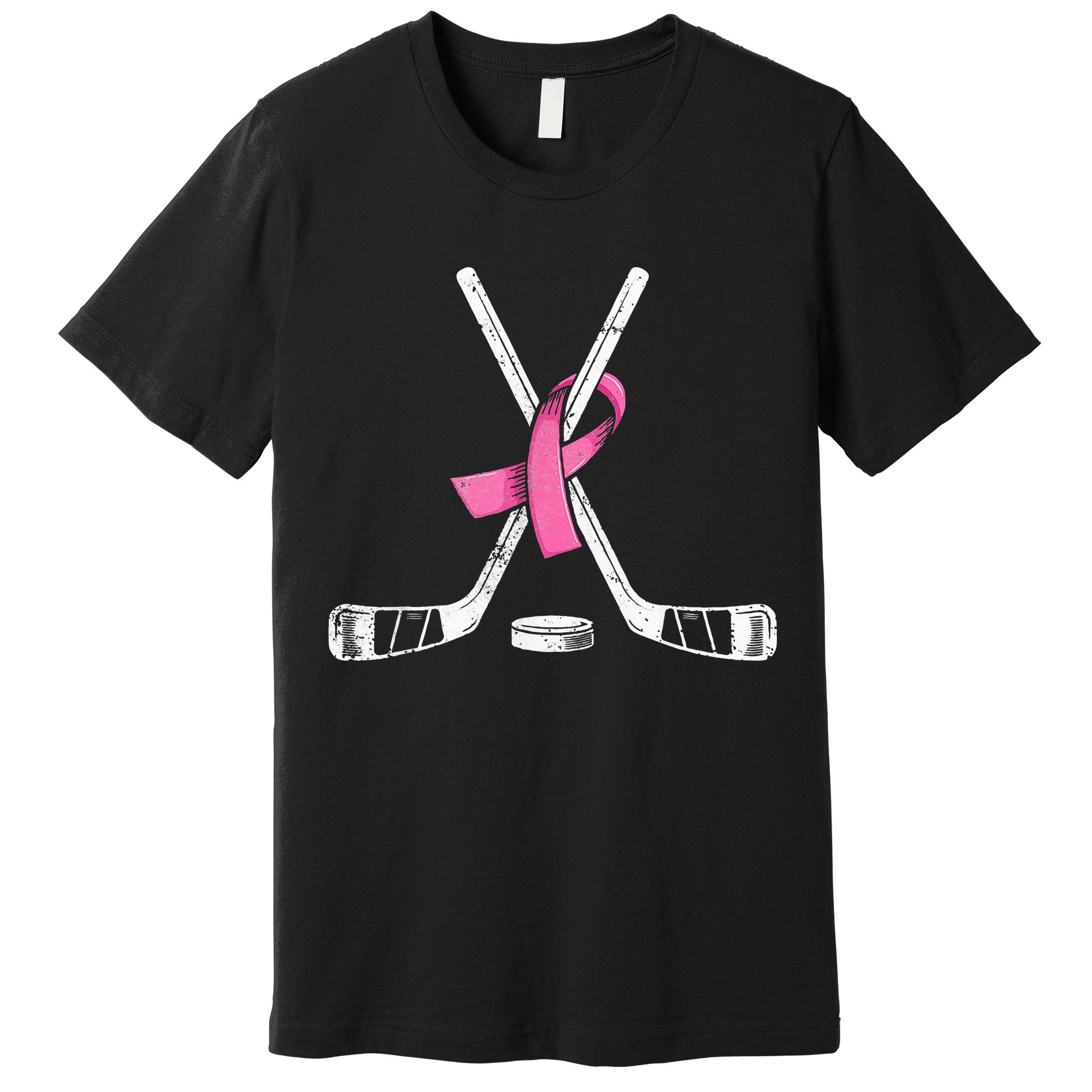 Hockey Pink Ribbon Breast Cancer Support for Sports Enthusiasts Premium T-Shirt