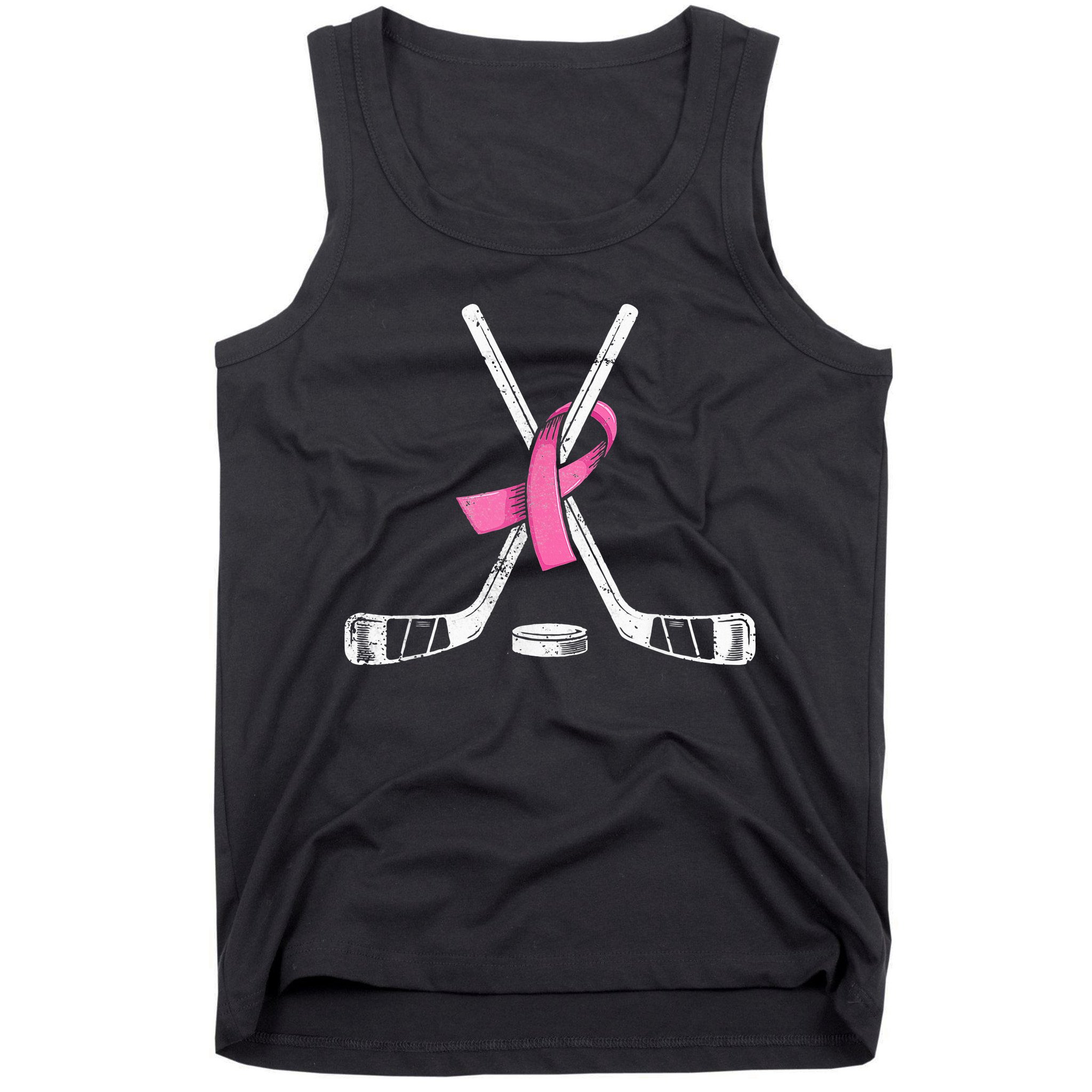 Hockey Pink Ribbon Breast Cancer Support for Sports Enthusiasts Tank Top