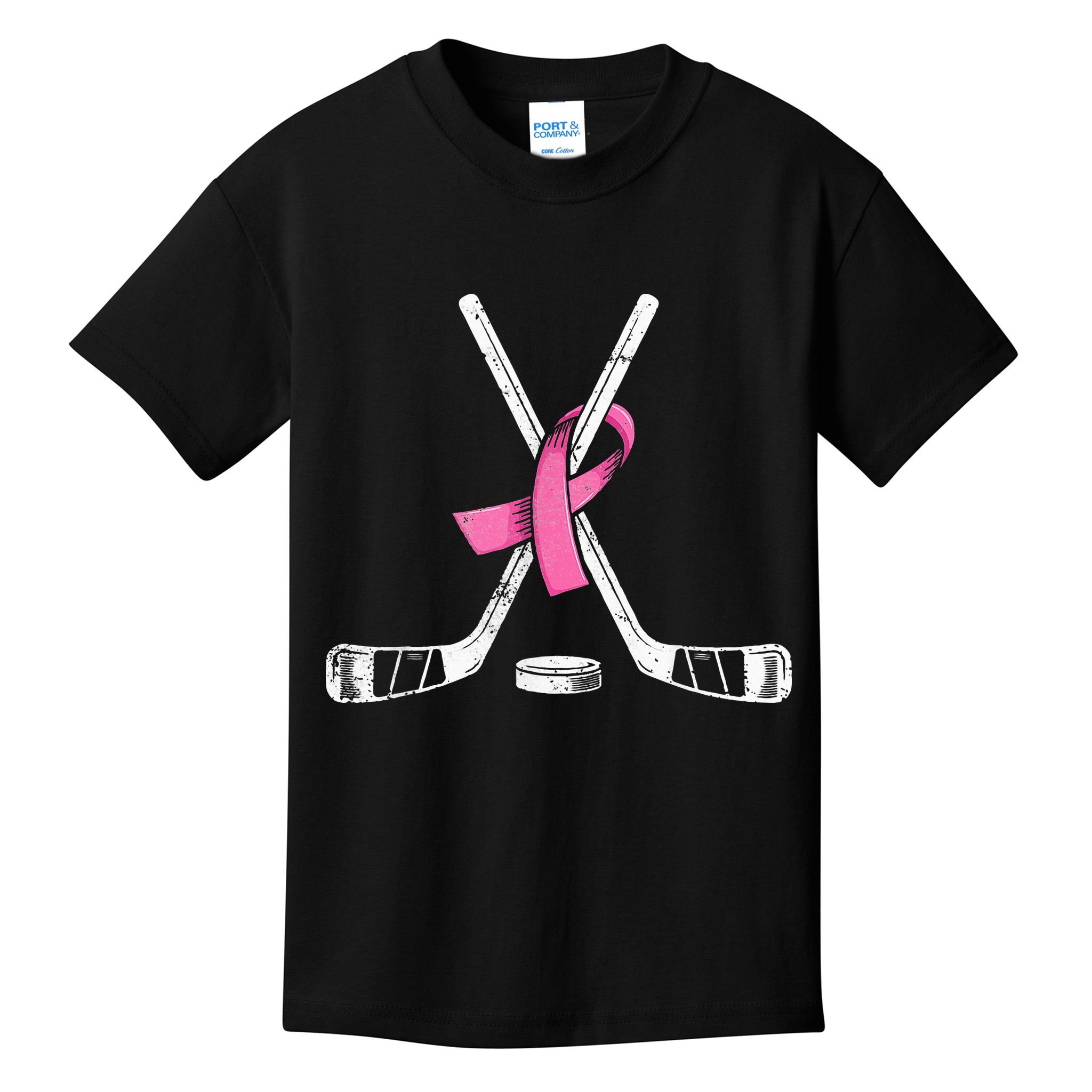 Hockey Pink Ribbon Breast Cancer Support for Sports Enthusiasts Kids T-Shirt