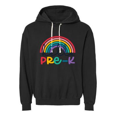 Hello Pre-K Rainbow Back To School Teacher Student Garment-Dyed Fleece Hoodie