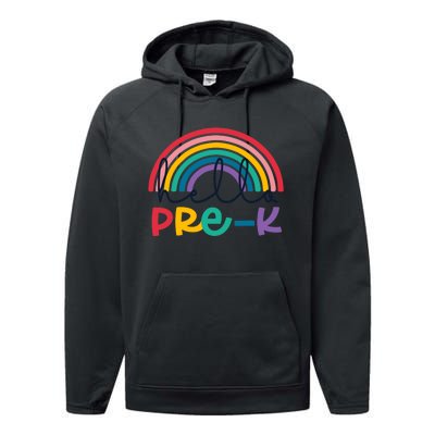 Hello Pre-K Rainbow Back To School Teacher Student Performance Fleece Hoodie