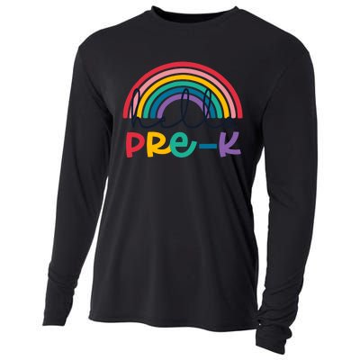 Hello Pre-K Rainbow Back To School Teacher Student Cooling Performance Long Sleeve Crew