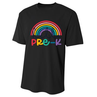 Hello Pre-K Rainbow Back To School Teacher Student Performance Sprint T-Shirt