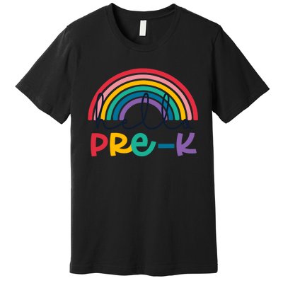 Hello Pre-K Rainbow Back To School Teacher Student Premium T-Shirt