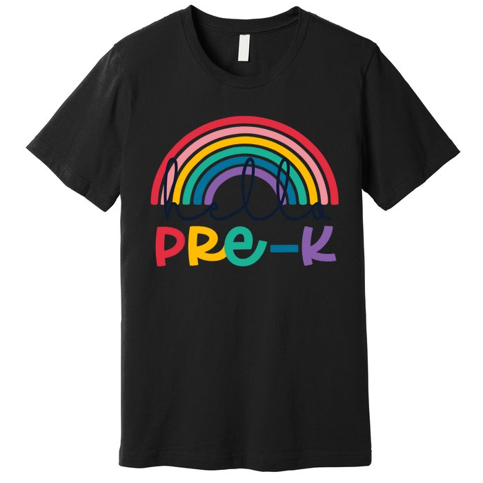 Hello Pre-K Rainbow Back To School Teacher Student Premium T-Shirt