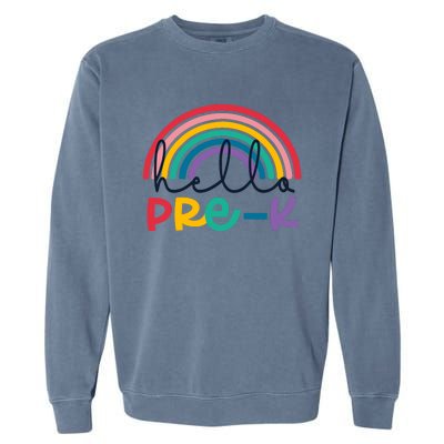 Hello Pre-K Rainbow Back To School Teacher Student Garment-Dyed Sweatshirt