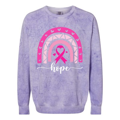 Hope Pink Ribbon Rainbow Breast Cancer Survivor Gift Colorblast Crewneck Sweatshirt