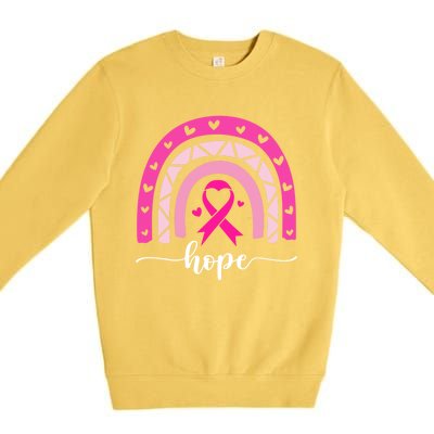 Hope Pink Ribbon Rainbow Breast Cancer Survivor Gift Premium Crewneck Sweatshirt