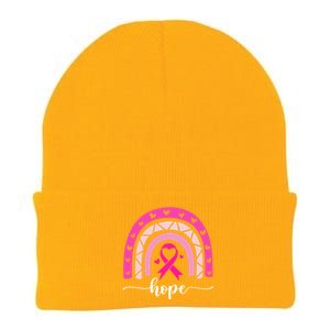 Hope Pink Ribbon Rainbow Breast Cancer Survivor Gift Knit Cap Winter Beanie