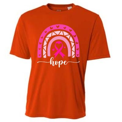 Hope Pink Ribbon Rainbow Breast Cancer Survivor Gift Cooling Performance Crew T-Shirt