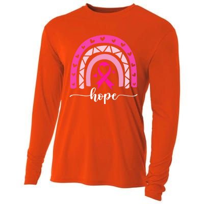 Hope Pink Ribbon Rainbow Breast Cancer Survivor Gift Cooling Performance Long Sleeve Crew