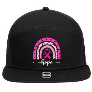 Hope Pink Ribbon Rainbow Breast Cancer Survivor Gift 7 Panel Mesh Trucker Snapback Hat