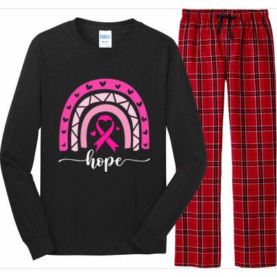 Hope Pink Ribbon Rainbow Breast Cancer Survivor Gift Long Sleeve Pajama Set