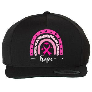 Hope Pink Ribbon Rainbow Breast Cancer Survivor Gift Wool Snapback Cap