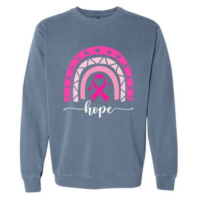 Hope Pink Ribbon Rainbow Breast Cancer Survivor Gift Garment-Dyed Sweatshirt