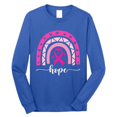 Hope Pink Ribbon Rainbow Breast Cancer Survivor Gift Long Sleeve Shirt