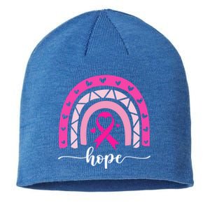 Hope Pink Ribbon Rainbow Breast Cancer Survivor Gift Sustainable Beanie