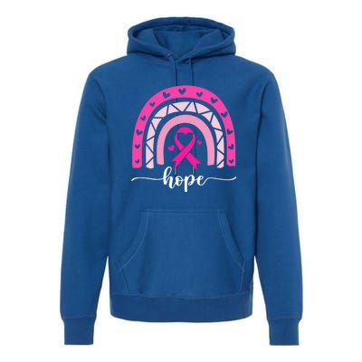 Hope Pink Ribbon Rainbow Breast Cancer Survivor Gift Premium Hoodie