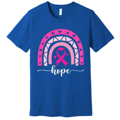 Hope Pink Ribbon Rainbow Breast Cancer Survivor Gift Premium T-Shirt