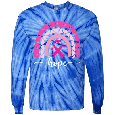 Hope Pink Ribbon Rainbow Breast Cancer Survivor Gift Tie-Dye Long Sleeve Shirt