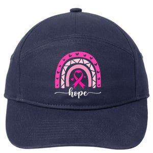 Hope Pink Ribbon Rainbow Breast Cancer Survivor Gift 7-Panel Snapback Hat