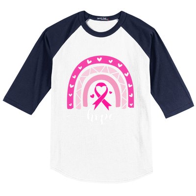 Hope Pink Ribbon Rainbow Breast Cancer Survivor Gift Baseball Sleeve Shirt