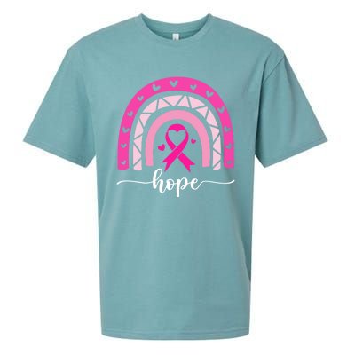 Hope Pink Ribbon Rainbow Breast Cancer Survivor Gift Sueded Cloud Jersey T-Shirt