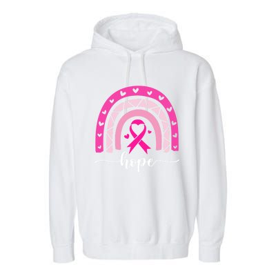 Hope Pink Ribbon Rainbow Breast Cancer Survivor Gift Garment-Dyed Fleece Hoodie