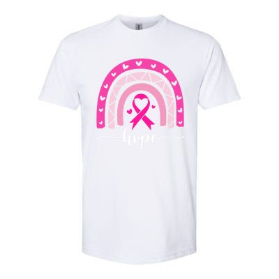 Hope Pink Ribbon Rainbow Breast Cancer Survivor Gift Softstyle CVC T-Shirt