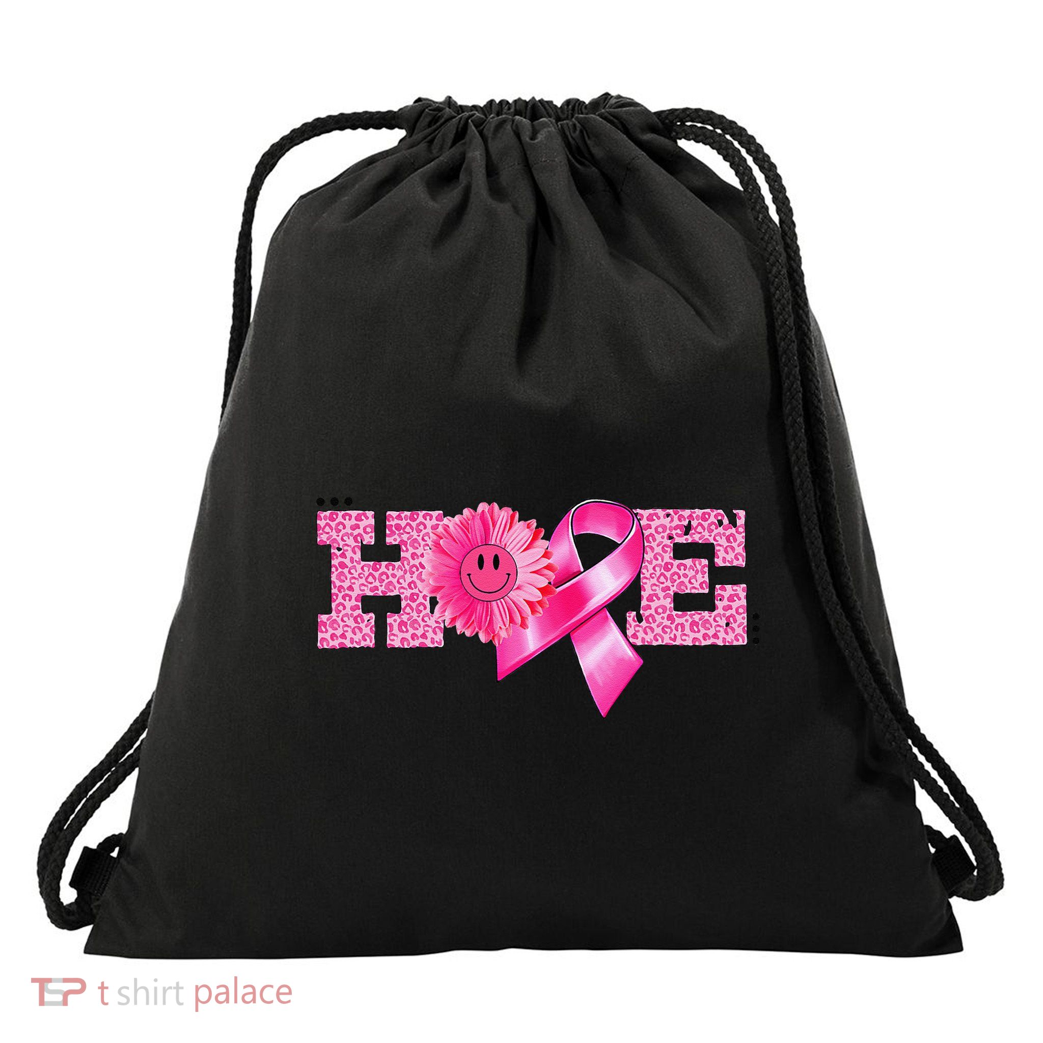Hope Pin.K Ribbon Sunflower Breast Cancer Awareness Warrior Drawstring Bag