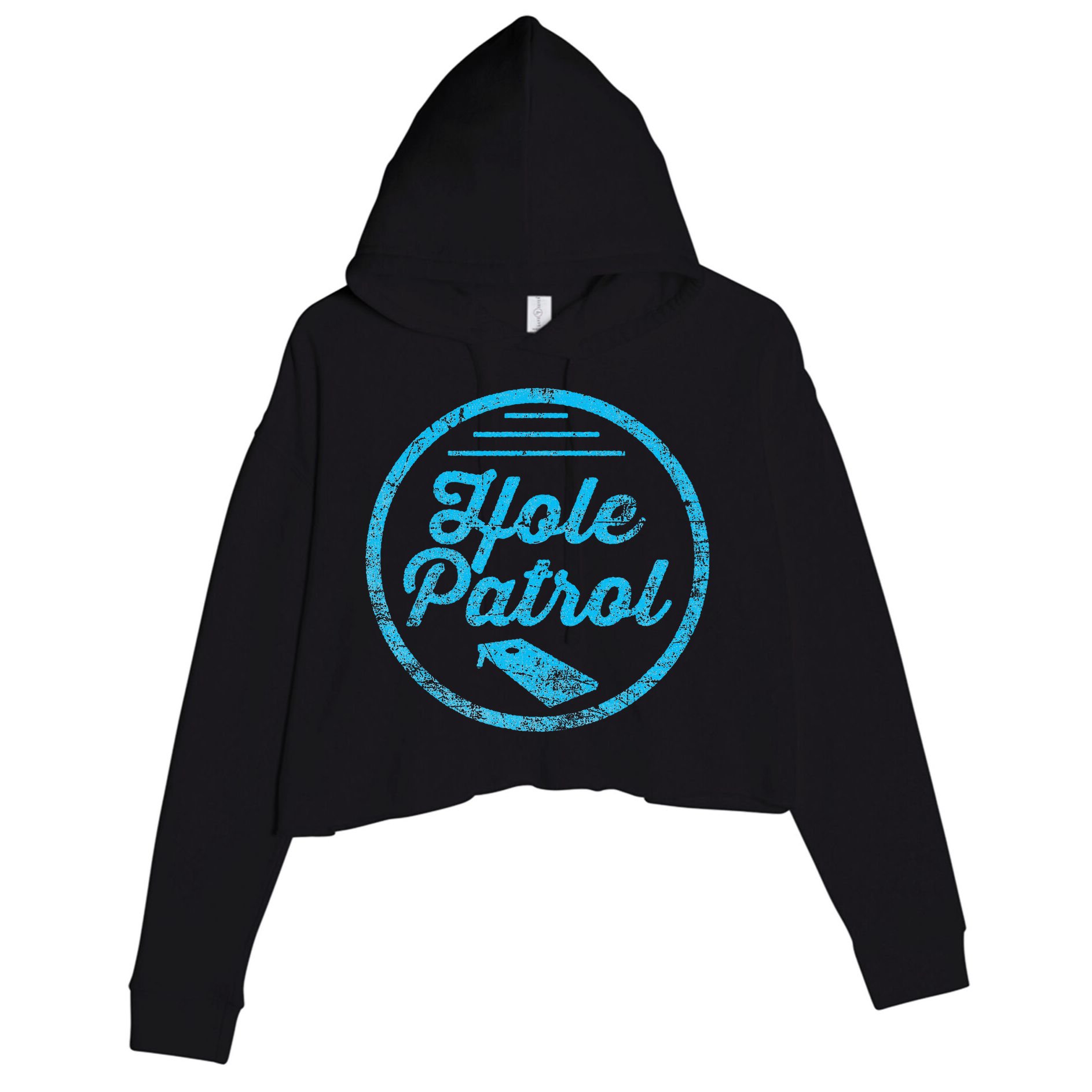 Hole Patrol Retro Cornhole Team Duo Vintage Graphic Crop Fleece Hoodie