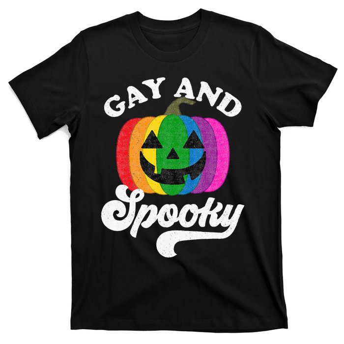 Halloween Pride Rainbow Jack O Lantern Gay And Spooky T-Shirt