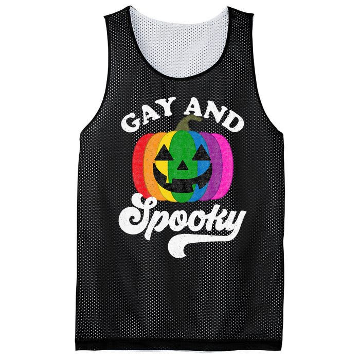 Halloween Pride Rainbow Jack O Lantern Gay And Spooky Mesh Reversible Basketball Jersey Tank