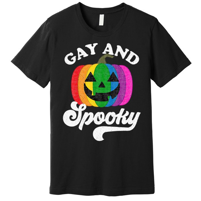 Halloween Pride Rainbow Jack O Lantern Gay And Spooky Premium T-Shirt