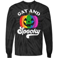 Halloween Pride Rainbow Jack O Lantern Gay And Spooky Tie-Dye Long Sleeve Shirt