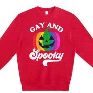 Halloween Pride Rainbow Jack O Lantern Gay And Spooky Premium Crewneck Sweatshirt