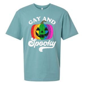 Halloween Pride Rainbow Jack O Lantern Gay And Spooky Sueded Cloud Jersey T-Shirt