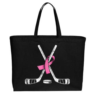 Hockey P.I.N.K Ribbon Breast Cancer Awareness Cotton Canvas Jumbo Tote