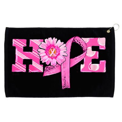 Hope Pink Ribbon Sunflower Breast Cancer Awareness Warrior Grommeted Golf Towel