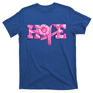 Hope Pink Ribbon Sunflower Breast Cancer Awareness Warrior T-Shirt