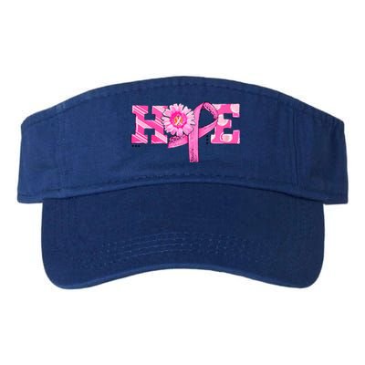 Hope Pink Ribbon Sunflower Breast Cancer Awareness Warrior Valucap Bio-Washed Visor