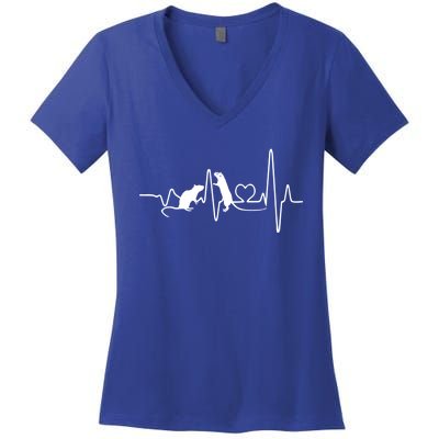 Heartbeat Pulse Rat Gift Women's V-Neck T-Shirt