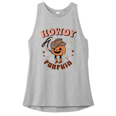 Howdy Pumpkin Rodeo Western Fall Southern Halloween Ladies PosiCharge Tri-Blend Wicking Tank