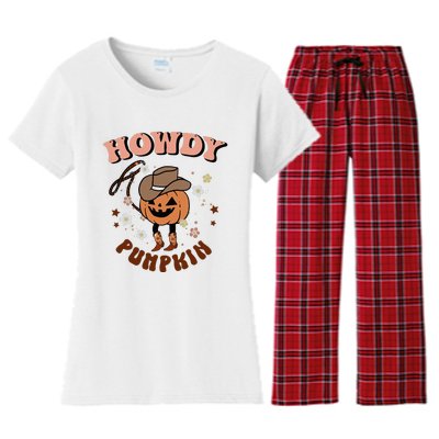 Howdy Pumpkin Rodeo Western Fall Southern Halloween Women's Flannel Pajama Set