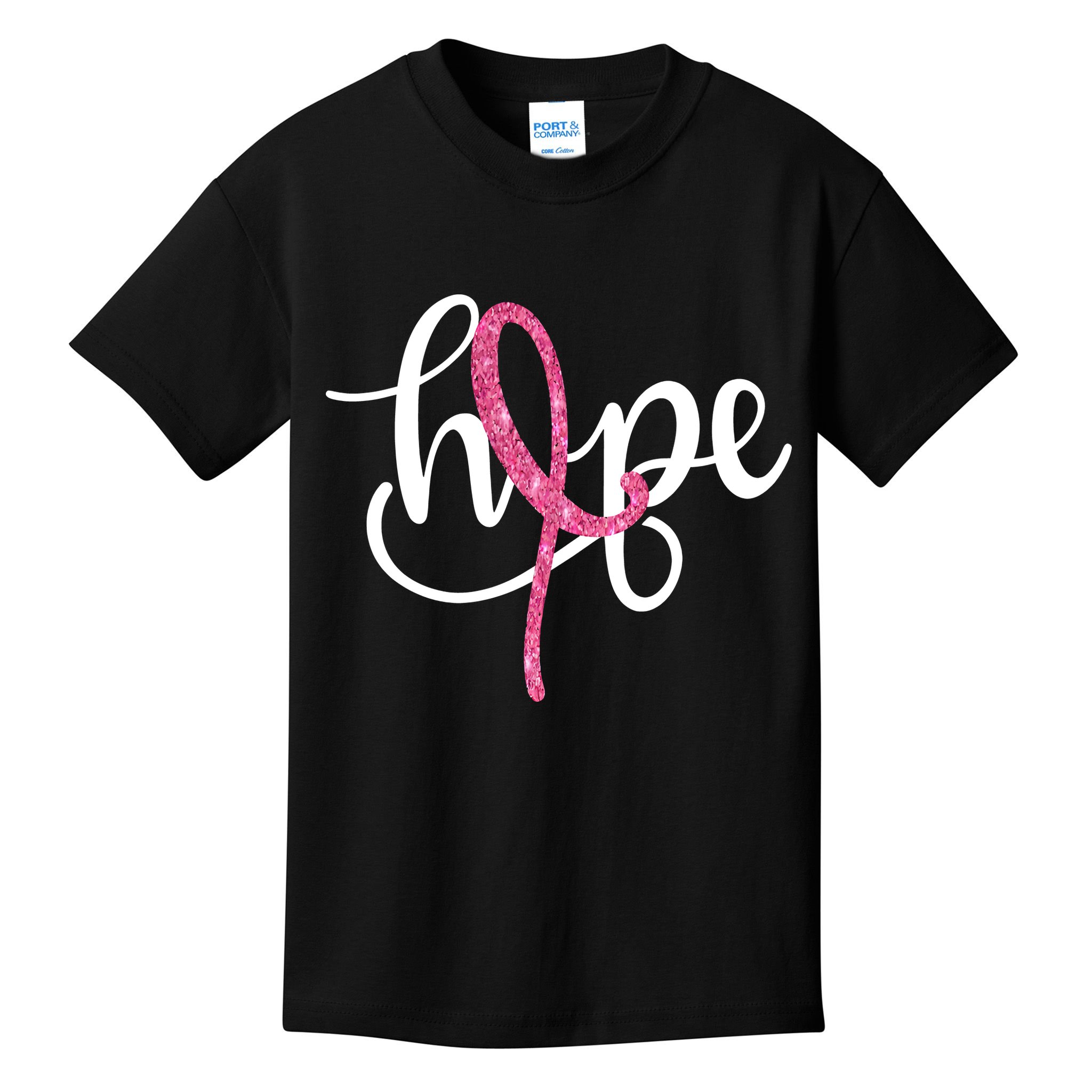 Hope Pink Ribbon Breast Cancer Awareness Month Kids T-Shirt