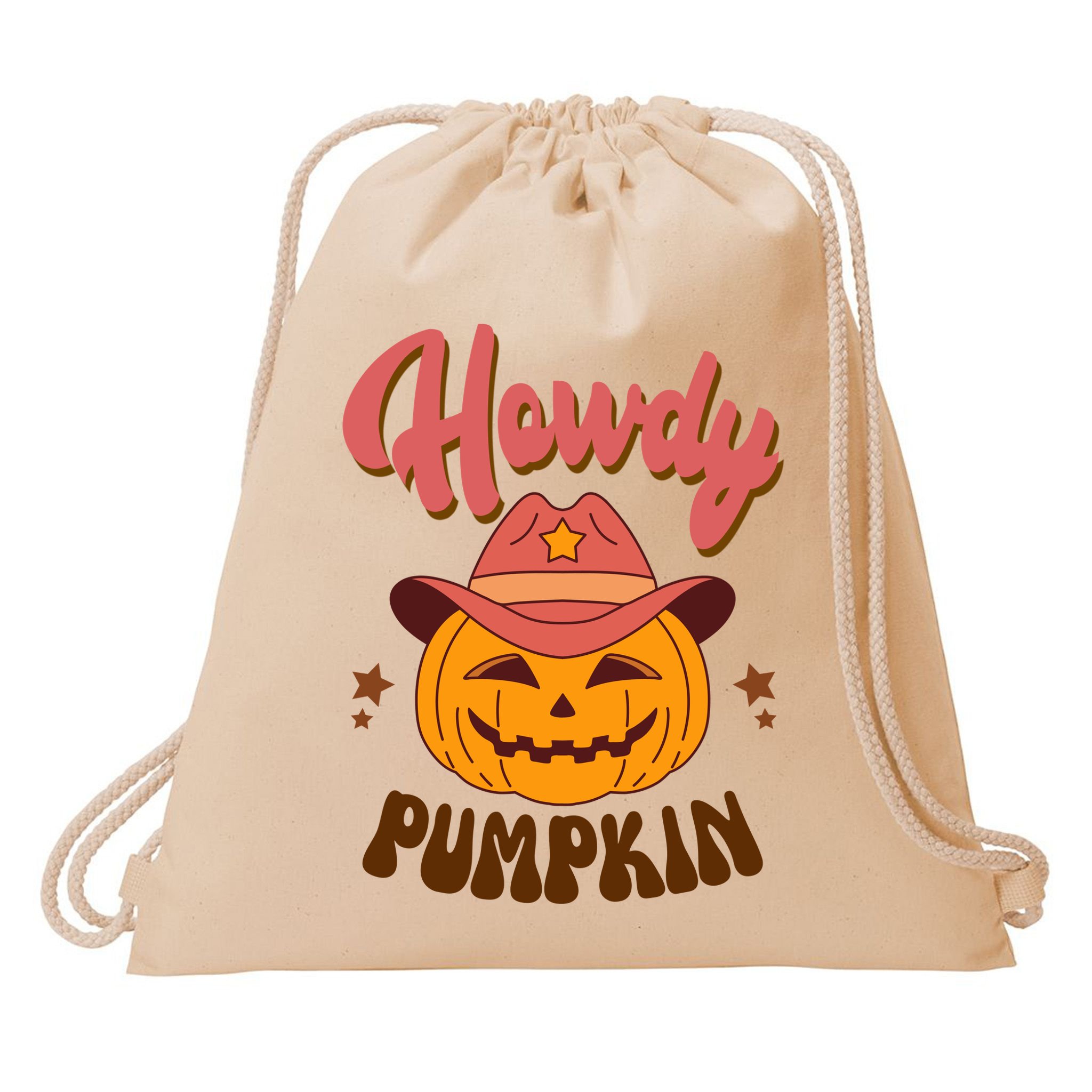 Howdy Pumpkin Retro Cute Halloween Drawstring Bag